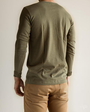 Merz b. Schwanen 206 Long Sleeve Henley - Army