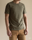 Merz b. Schwanen 215 2-Thread Organic Cotton Crew Neck Tee - Army