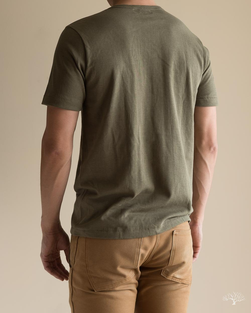 Merz b. Schwanen 215 2-Thread Organic Cotton Crew Neck Tee - Army