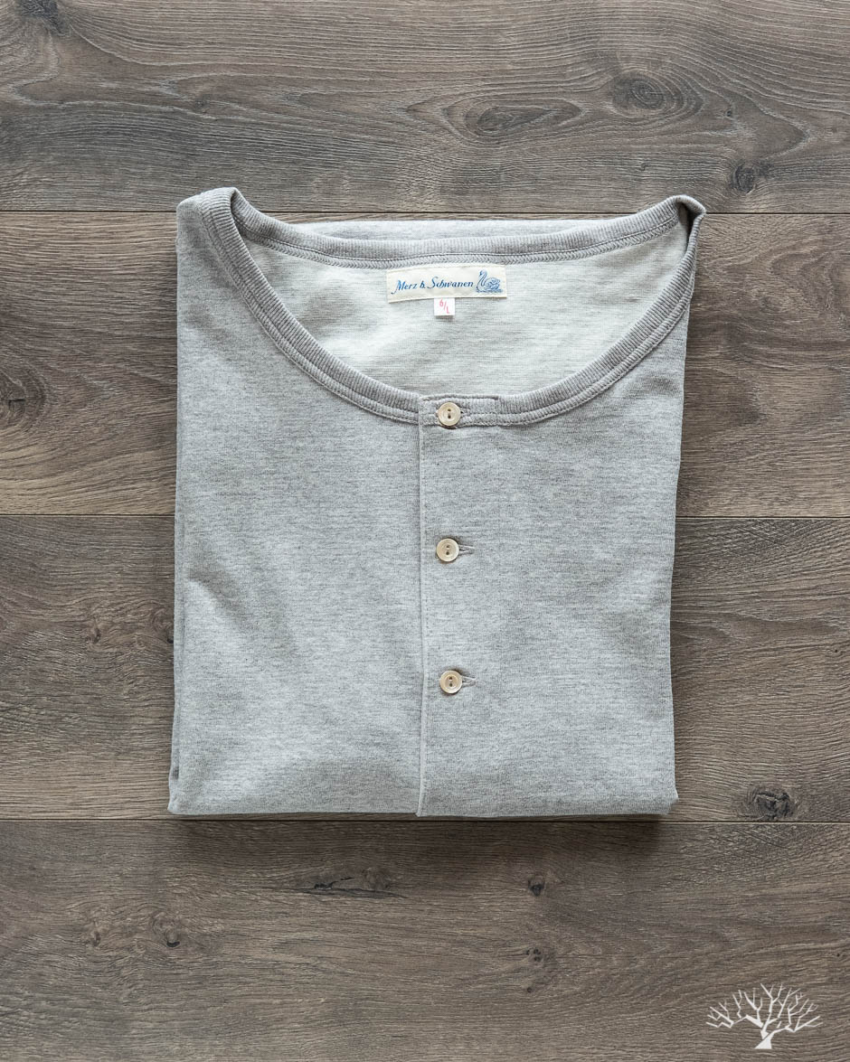 207 Short Sleeve Henley - Grey Melange