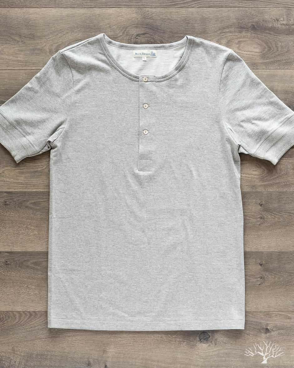 207 Short Sleeve Henley - Grey Melange
