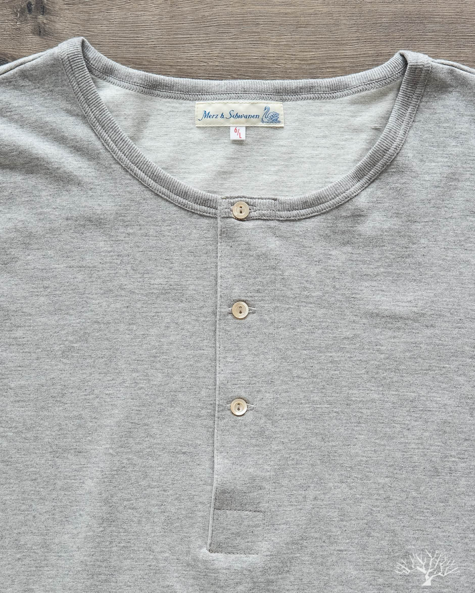 207 Short Sleeve Henley - Grey Melange
