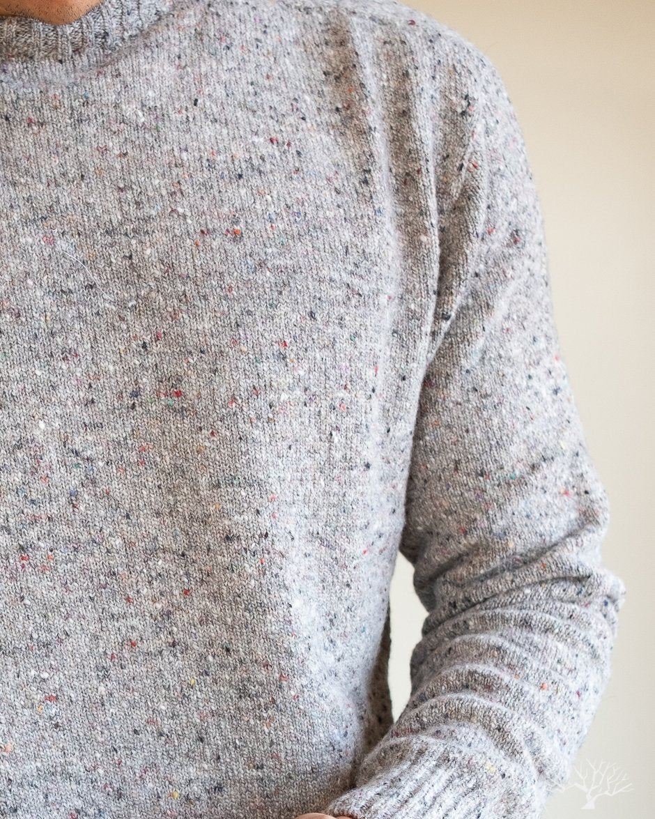 American Trench Merino Wool Cashmere Donegal Sweater in Ash