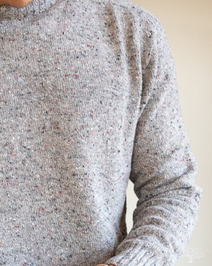 American Trench Merino Wool Cashmere Donegal Sweater in Ash