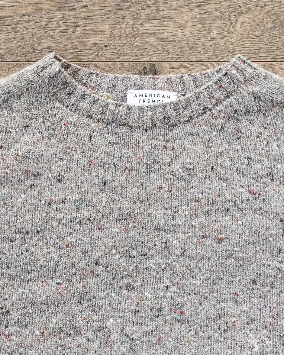 American Trench Merino Wool Cashmere Donegal Sweater in Ash