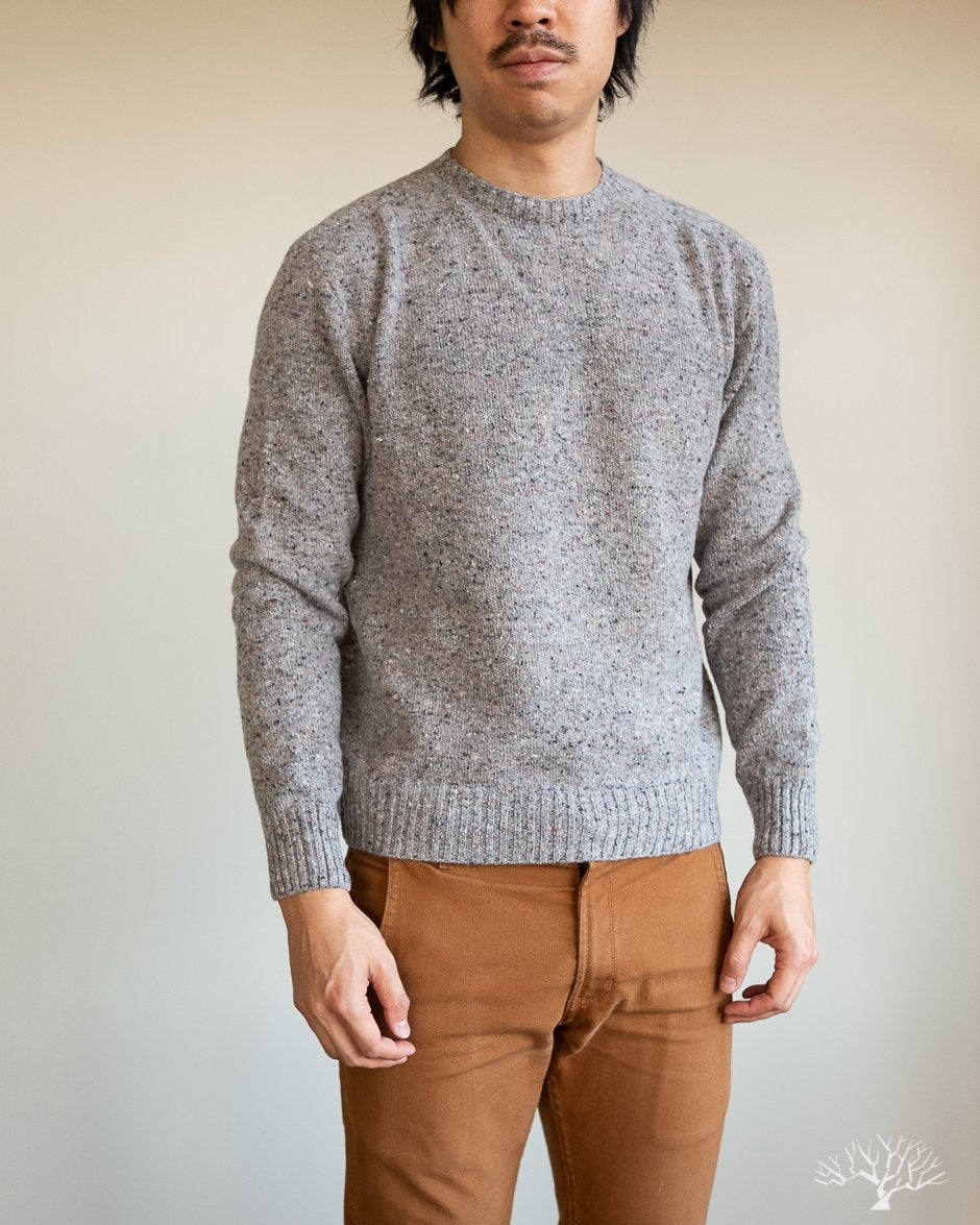 American Trench Merino Wool Cashmere Donegal Sweater in Ash