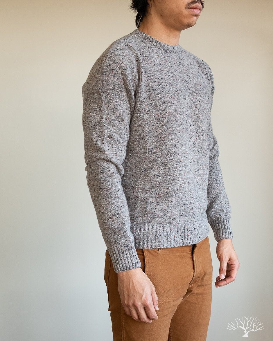 American Trench Merino Wool Cashmere Donegal Sweater in Ash