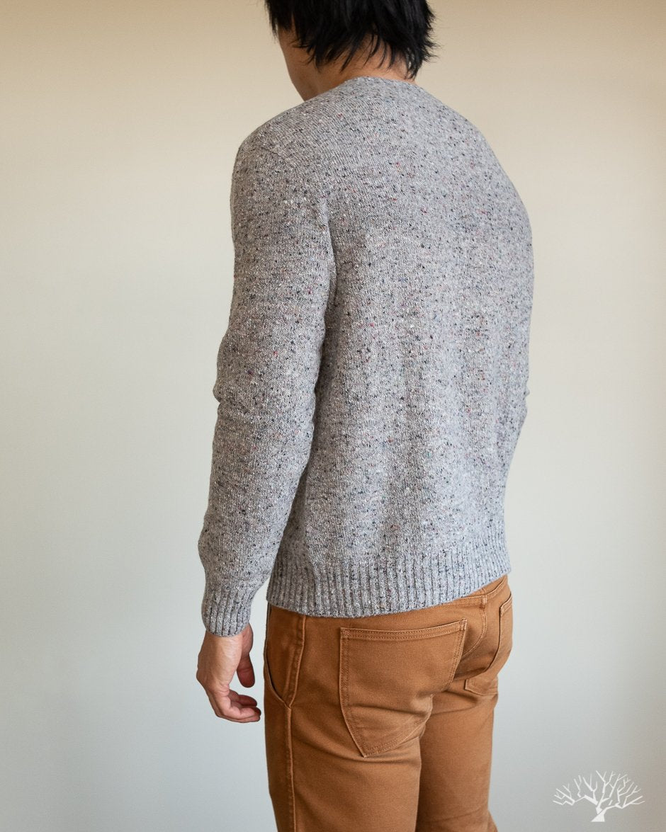 American Trench Merino Wool Cashmere Donegal Sweater in Ash