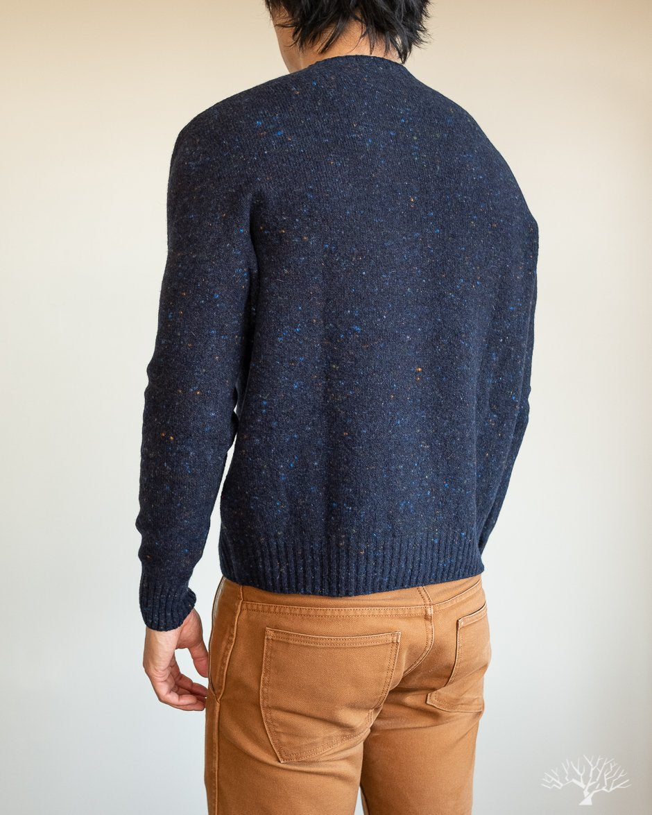 American Trench Merino Wool Cashmere Donegal Sweater Prussia