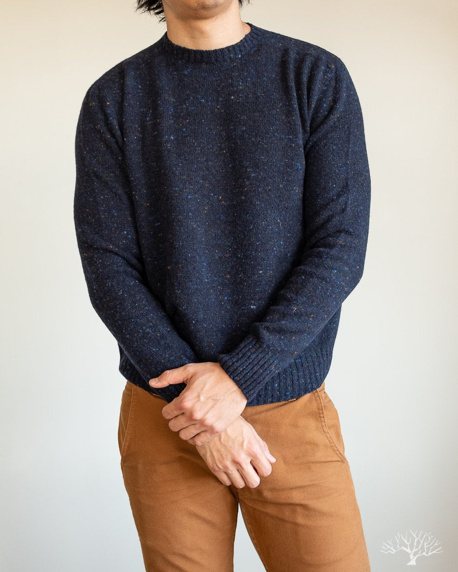 American Trench Merino Wool Cashmere Donegal Sweater Prussia