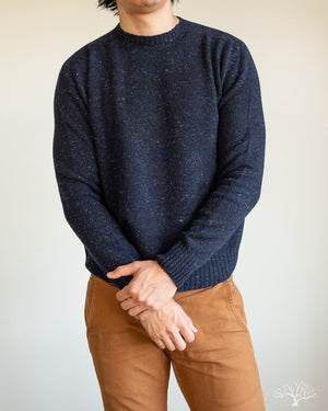 American Trench Merino Wool Cashmere Donegal Sweater Prussia