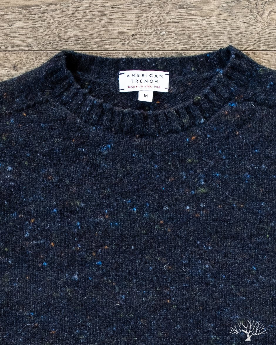 American Trench Merino Wool Cashmere Donegal Sweater Prussia