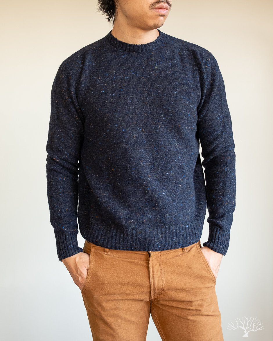 American Trench Merino Wool Cashmere Donegal Sweater Prussia