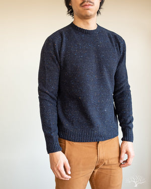 American Trench Merino Wool Cashmere Donegal Sweater Prussia