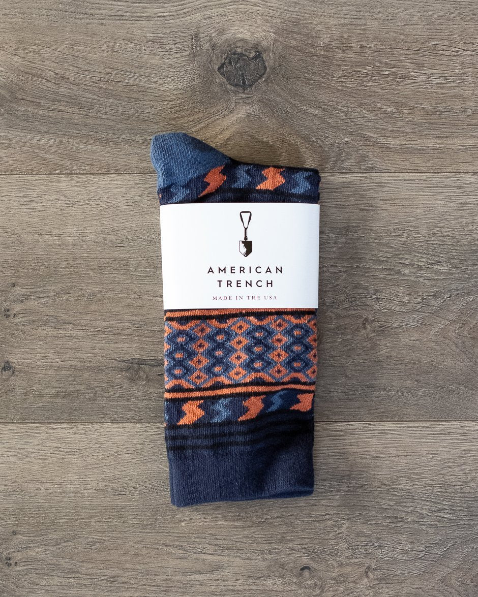 American Trench Rio Grande Serape Socks Navy