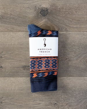 American Trench Rio Grande Serape Socks Navy