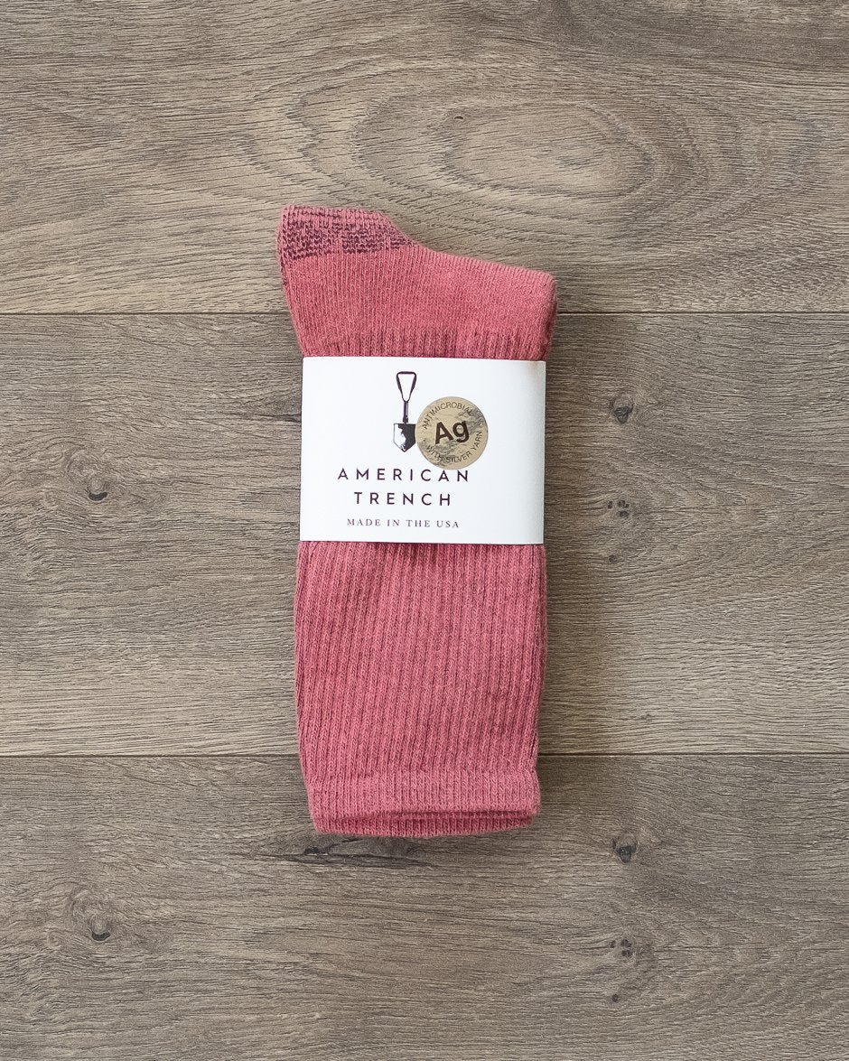 American Trench Silver Crew Socks Dusty Rose