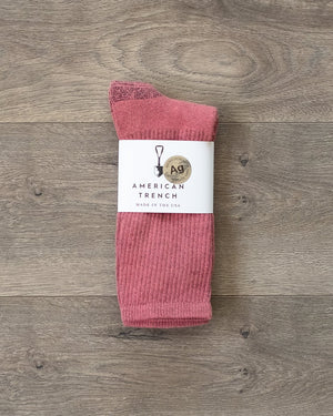 American Trench Silver Crew Socks Dusty Rose