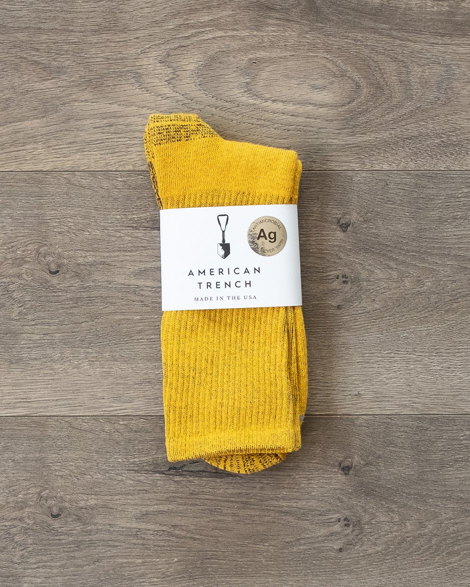 American Trench Silver Crew Socks Gold