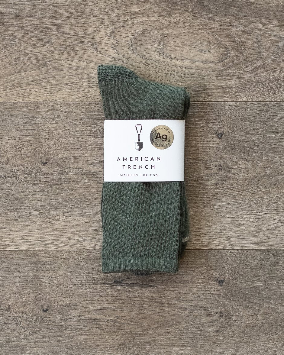 American Trench Silver Crew Socks Vintage Green