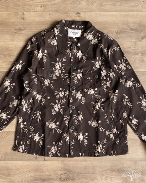Corridor Black Floral Handblock Military Jacket