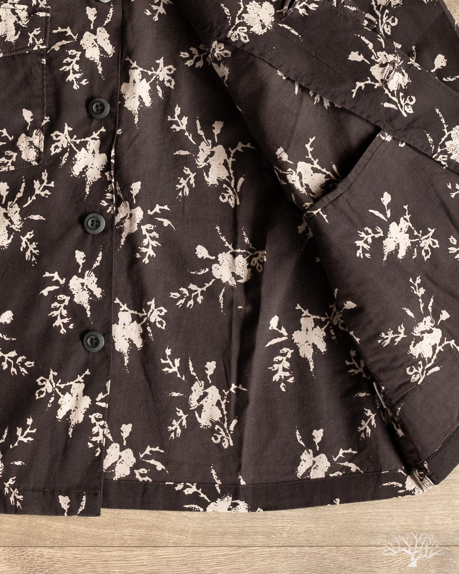 Corridor Black Floral Handblock Military Jacket