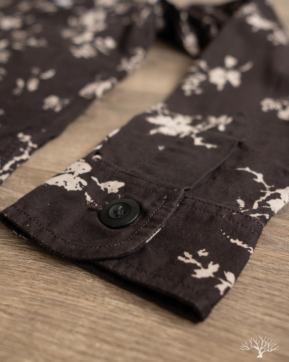 Corridor Black Floral Handblock Military Jacket