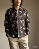 Corridor Black Floral Handblock Military Jacket