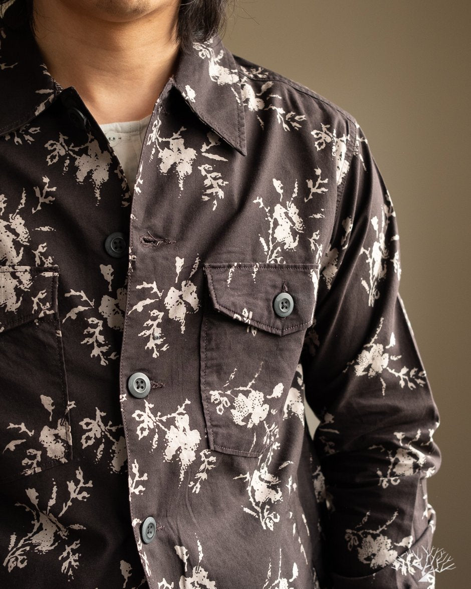 Corridor Black Floral Handblock Military Jacket