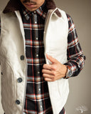 Gitman Vintage Red Country Plaid Western Shirt with Iron Heart N1 Deck Vest Ivory