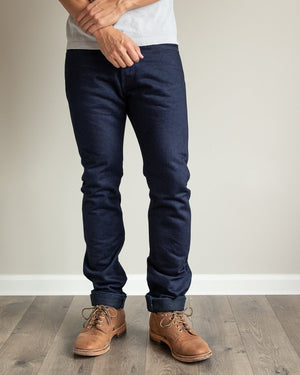 Iron Heart 19oz IH-555s-19ib Indigo Warp Black Weft Selvedge Denim Model Photos
