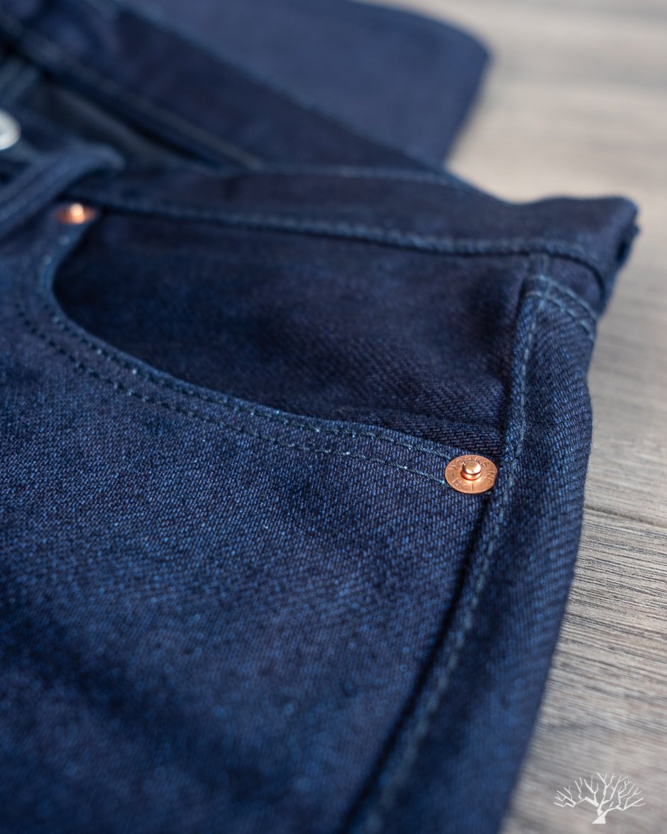 Iron Heart IH-555S-19ib - 19oz Indigo/Black Selvedge Super Slim Denim