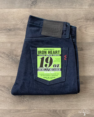 Iron Heart IH-555S-19ib - 19oz Indigo/Black Selvedge Super Slim Denim