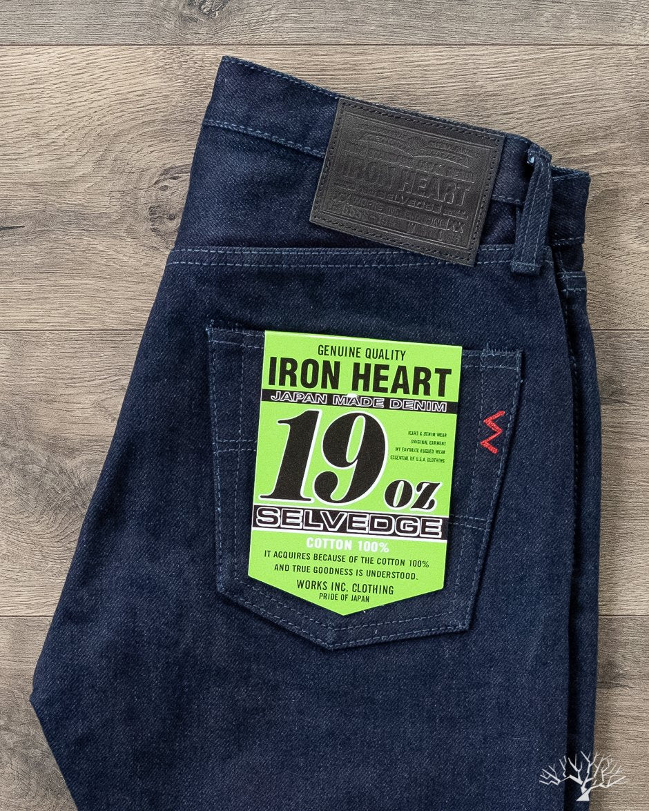 Iron Heart IH-555S-19ib - 19oz Indigo/Black Selvedge Super Slim Denim