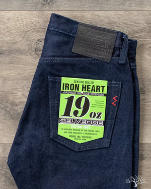 Iron Heart IH-555S-19ib - 19oz Indigo/Black Selvedge Super Slim Denim