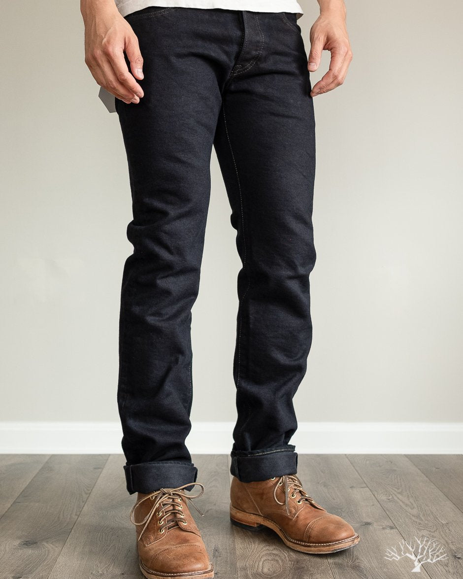 IH-777S-142od - Indigo Overdyed Black Slim Tapered Denim