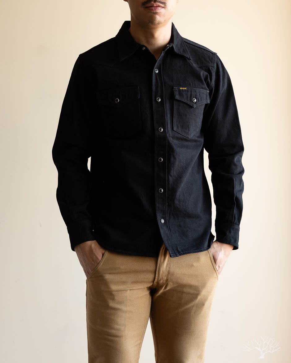 IHSH-218 12oz Black Selvedge Denim Western Shirt