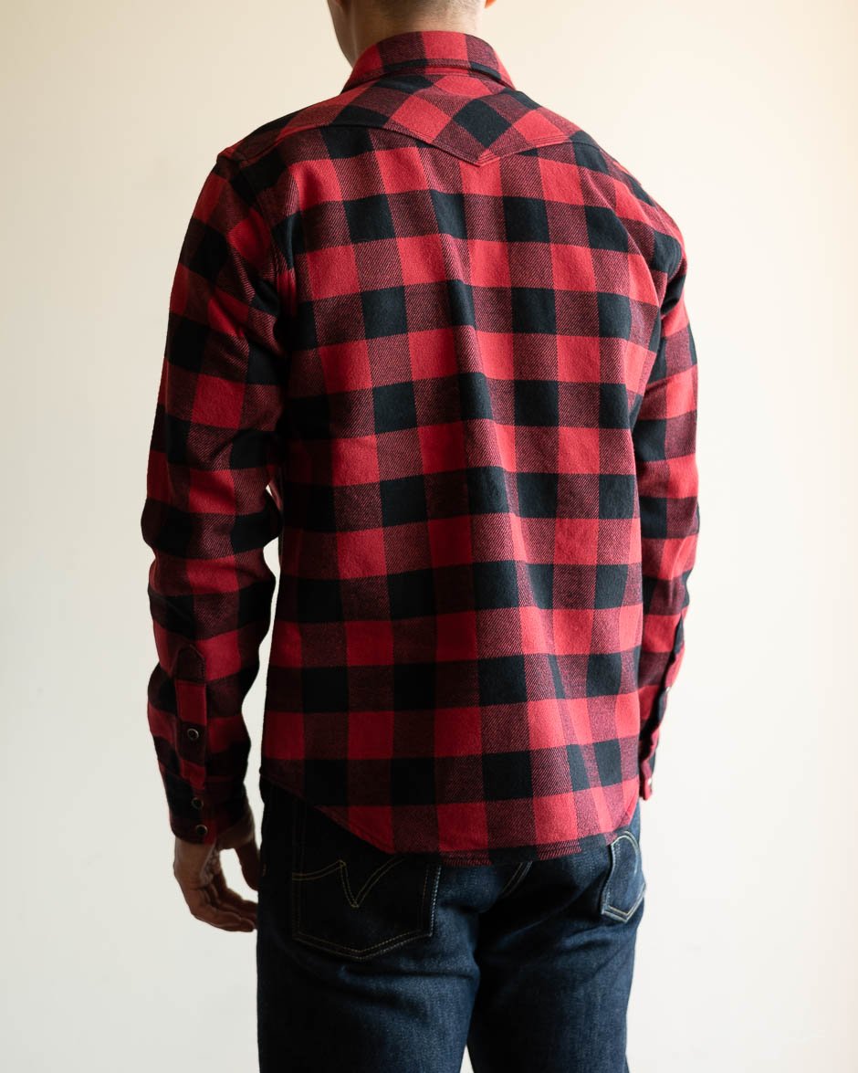 IHSH-232-RED Ultra Heavy Flannel Western Shirt - Red/Black