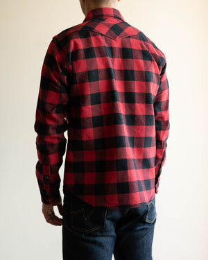 IHSH-232-RED Ultra Heavy Flannel Western Shirt - Red/Black