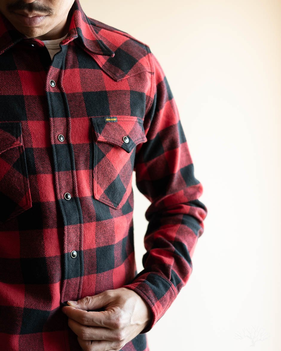 IHSH-232-RED Ultra Heavy Flannel Western Shirt - Red/Black