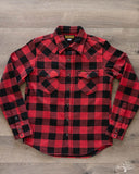 IHSH-232-RED Ultra Heavy Flannel Western Shirt - Red/Black