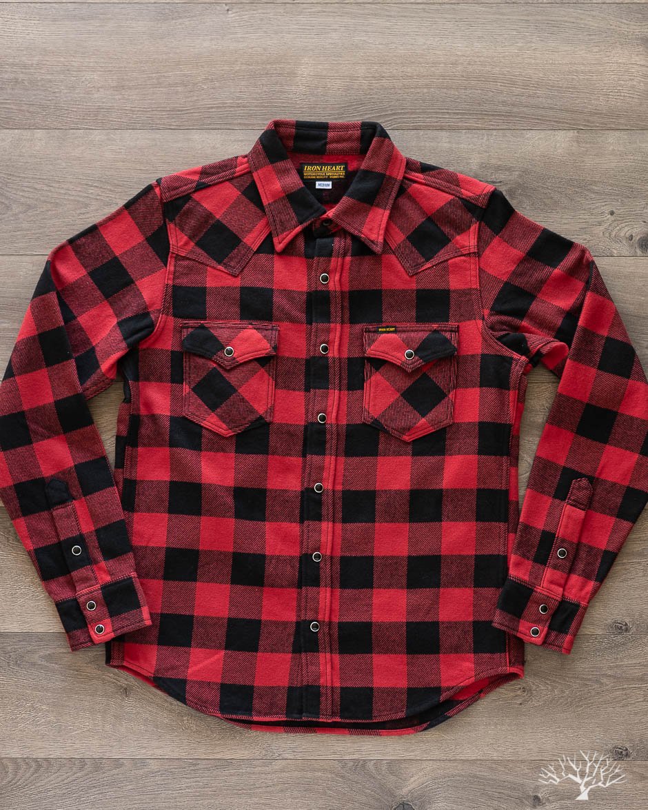 IHSH-232-RED Ultra Heavy Flannel Western Shirt - Red/Black