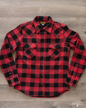 IHSH-232-RED Ultra Heavy Flannel Western Shirt - Red/Black
