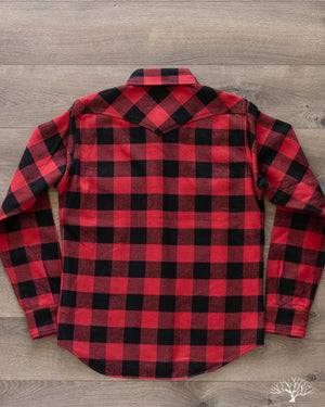 IHSH-232-RED Ultra Heavy Flannel Western Shirt - Red/Black
