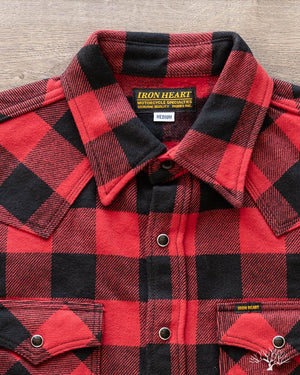 IHSH-232-RED Ultra Heavy Flannel Western Shirt - Red/Black
