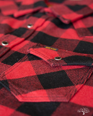 IHSH-232-RED Ultra Heavy Flannel Western Shirt - Red/Black