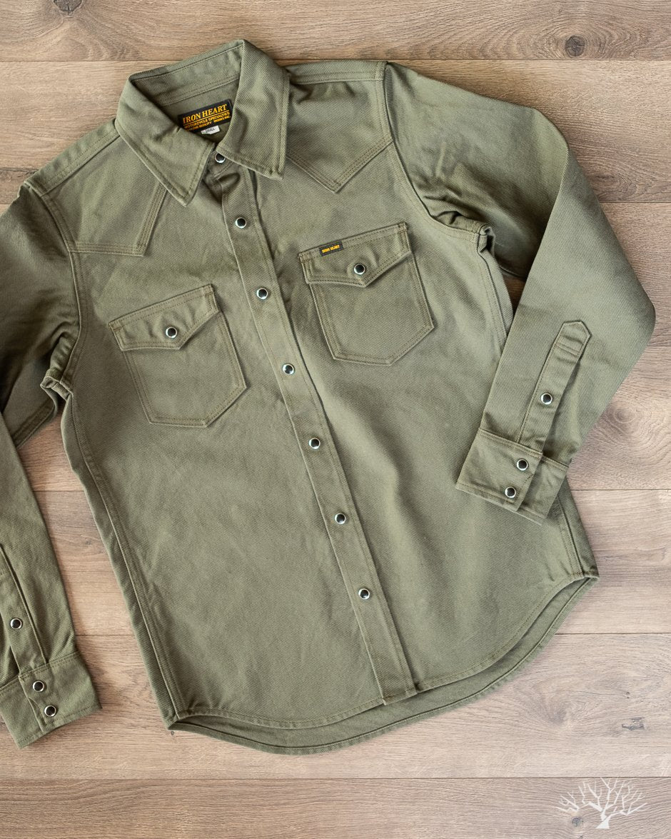 Iron Heart IHSH-235-OLV Military Serge Olive Western Shirt