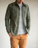 Iron Heart IHSH-235-OLV Military Serge Olive Western Shirt
