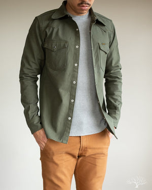Iron Heart IHSH-235-OLV Military Serge Olive Western Shirt
