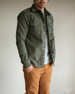 Iron Heart IHSH-235-OLV Military Serge Olive Western Shirt